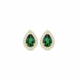 Revere gold green cubic zirconia halo stud earrings, UK version
