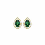 Argos Revere 9ct Yellow Gold Green Cubic Zirconia Halo Stud Earrings- Buy online at McGrocer