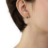 Revere gold green cubic zirconia halo stud earrings, UK version