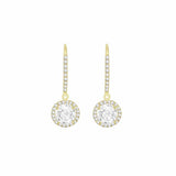 Revere 9ct yellow gold drop cubic zirconia earrings - British product