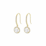 Revere 9ct yellow gold drop cubic zirconia earrings - British product