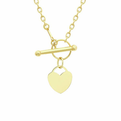 Argos Revere 9ct Yellow Gold Heart and T-Bar Necklace 46cm- Buy online at McGrocer