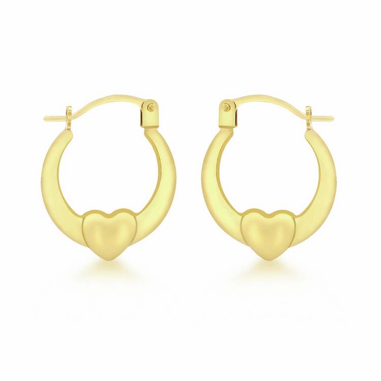 Revere 9ct yellow gold heart creole earrings (British brand)