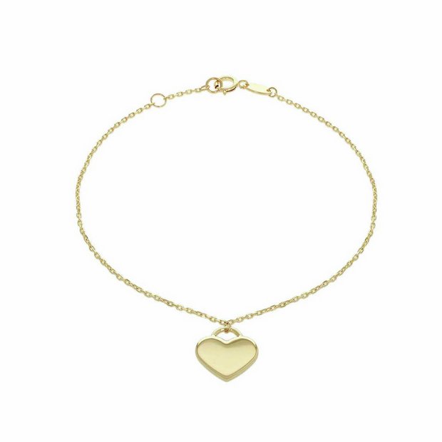 Revere 9ct yellow gold heart bracelet 19cm, imported from the UK
