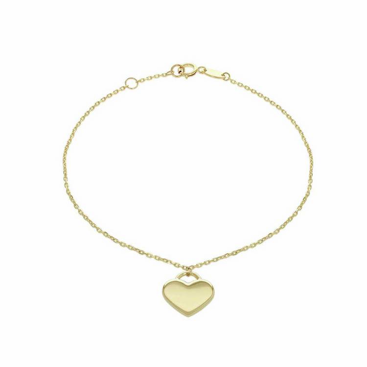 Revere 9ct yellow gold heart bracelet 19cm, imported from the UK