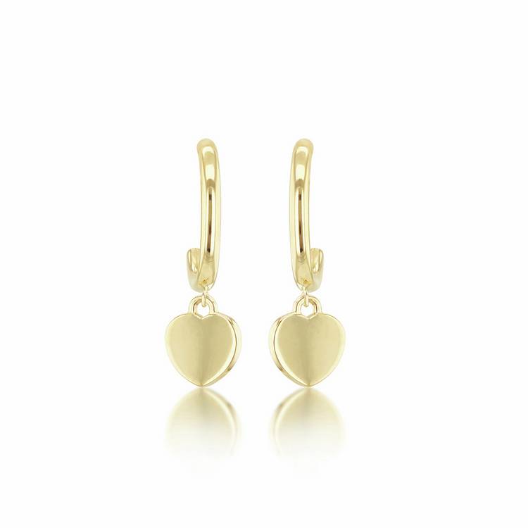 Revere 9ct yellow gold heart drop stud earrings, UK version