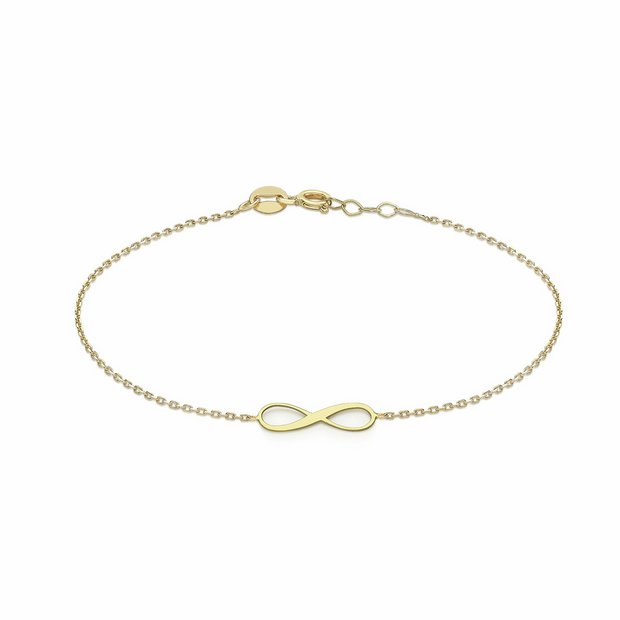 Revere 9ct yellow gold infinity bracelet 19cm - British product