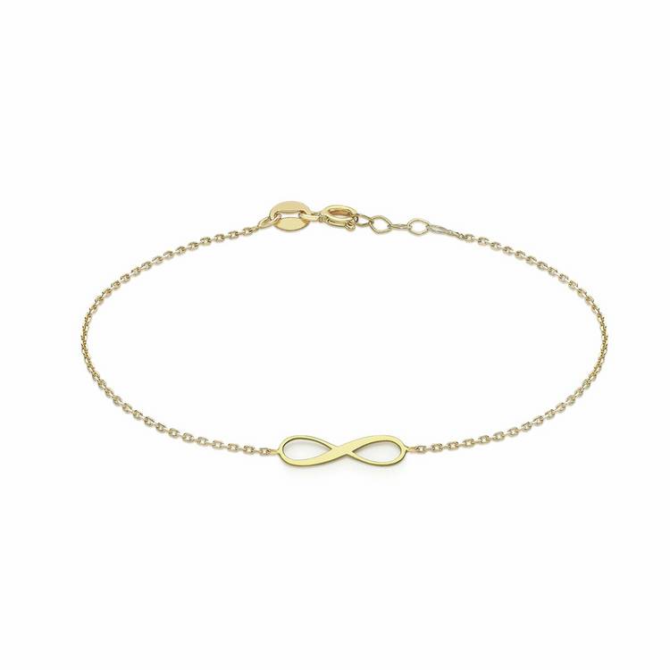 Revere 9ct yellow gold infinity bracelet 19cm - British product