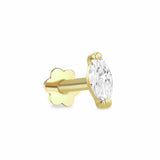 Revere 9ct yellow gold marquise labret stud cubic zirconia earring, imported from the UK