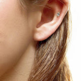 Revere 9ct yellow gold marquise labret stud cubic zirconia earring, imported from the UK
