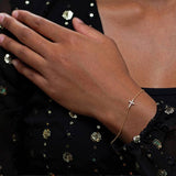 Revere 9ct yellow gold cubic zirconia cross bracelet - British product