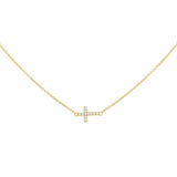 Revere gold mini cross necklace with cubic zirconia stones, UK version