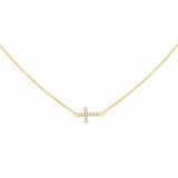 Revere gold mini cross necklace with cubic zirconia stones, UK version