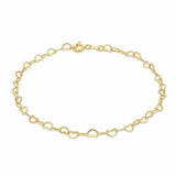 Revere 9ct yellow gold open heart bracelet 18cm (British brand)