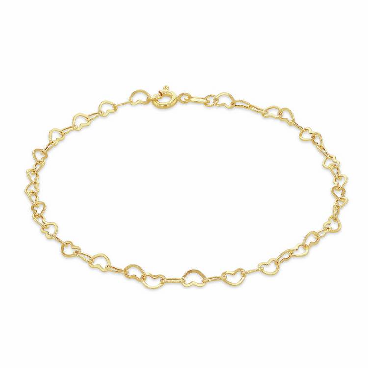 Revere 9ct yellow gold open heart bracelet 18cm (British brand)