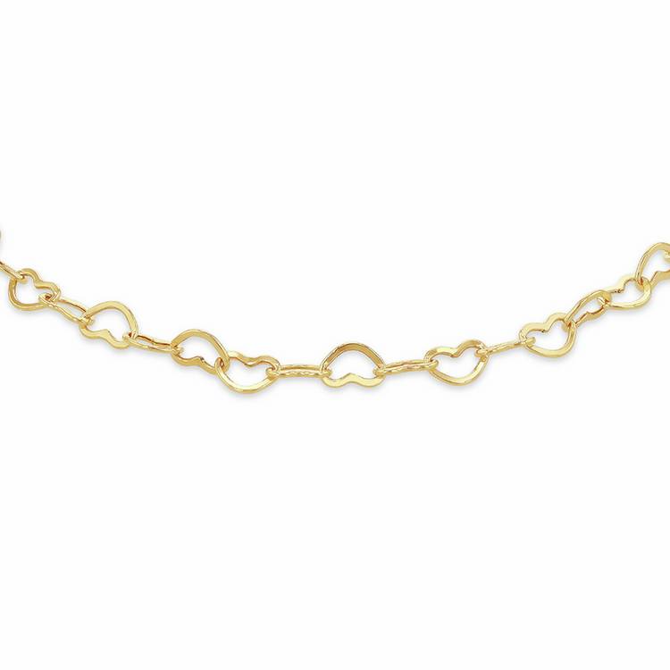 Revere 9ct yellow gold open heart bracelet 18cm (British brand)