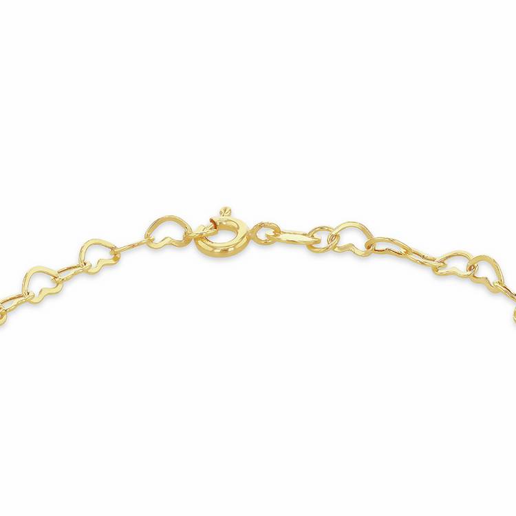 Revere 9ct yellow gold open heart bracelet 18cm (British brand)