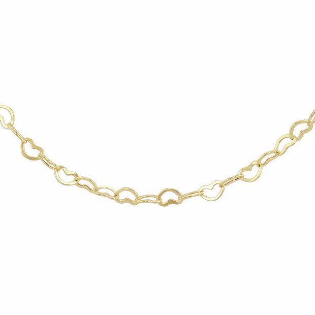 Revere 9ct gold mini open heart chain 46cm (British brand)