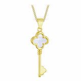 Revere pendant necklace mother of pearl clover key 46cm, imported from the UK