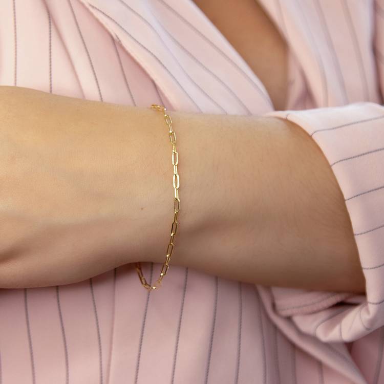 Revere 9ct yellow gold paper chain bracelet 18.5cm, imported from the UK