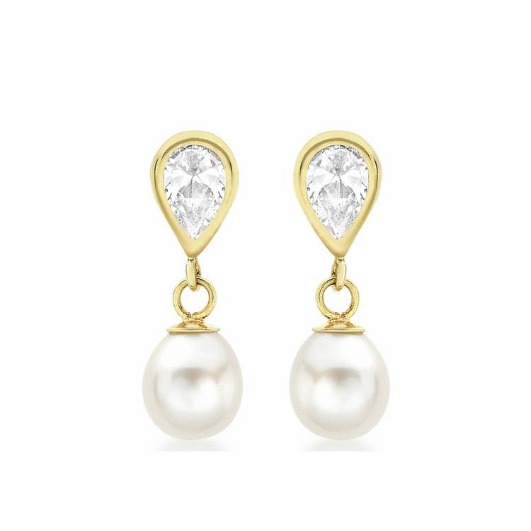 Revere 9ct gold pearl teardrop earrings - British product