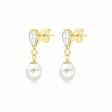 Revere 9ct gold pearl teardrop earrings - British product