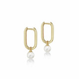 Argos Revere 9ct Yellow Gold Rectangular Pearl Hoop Earrings- Buy online at McGrocer