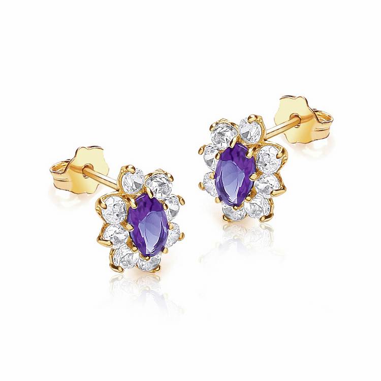 Revere 9ct yellow gold flower cluster stud earrings (British brand)