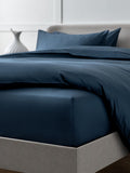 Navy Luxe Egyptian Cotton Deep Fitted Bed Sheet, imported from the UK