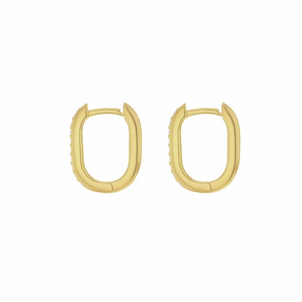 Revere 9ct gold hoop creole earrings cubic zirconia - British product