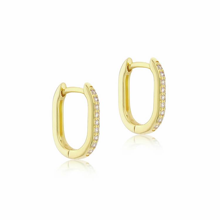 Revere 9ct gold hoop creole earrings cubic zirconia - British product
