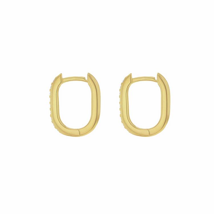 Revere 9ct gold hoop creole earrings cubic zirconia - British product