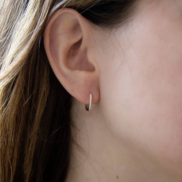 Revere 9ct gold hoop creole earrings cubic zirconia - British product