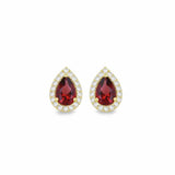 Argos Revere 9ct Yellow Gold Red Cubic Zirconia Halo Stud Earrings- Buy online at McGrocer