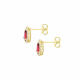 Revere 9ct gold red cubic zirconia halo stud earrings - British product
