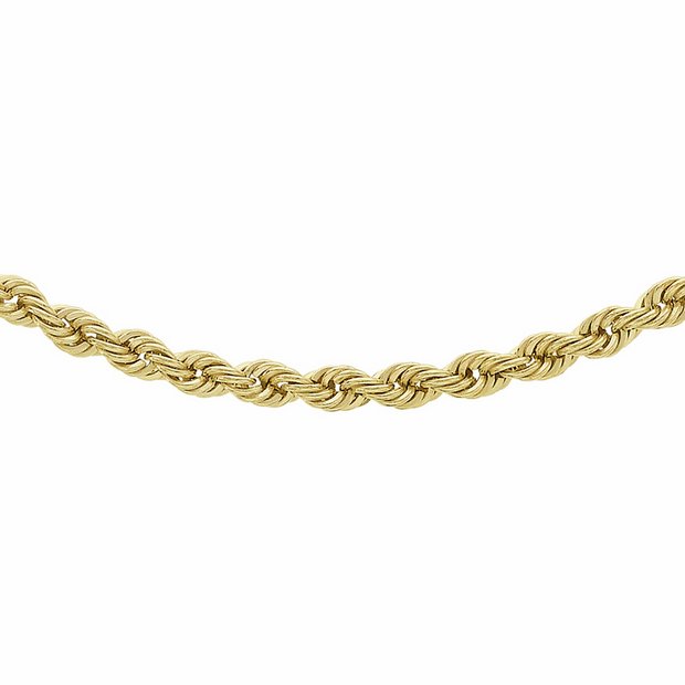 Revere 9ct yellow gold rope chain 18 inch, imported from the UK