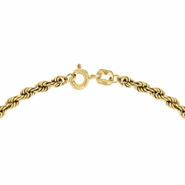 Revere 9ct yellow gold rope chain bracelet 18cm (British brand)
