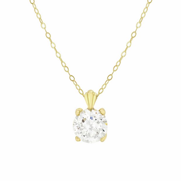 Revere 9ct yellow gold cubic zirconia pendant necklace, UK version