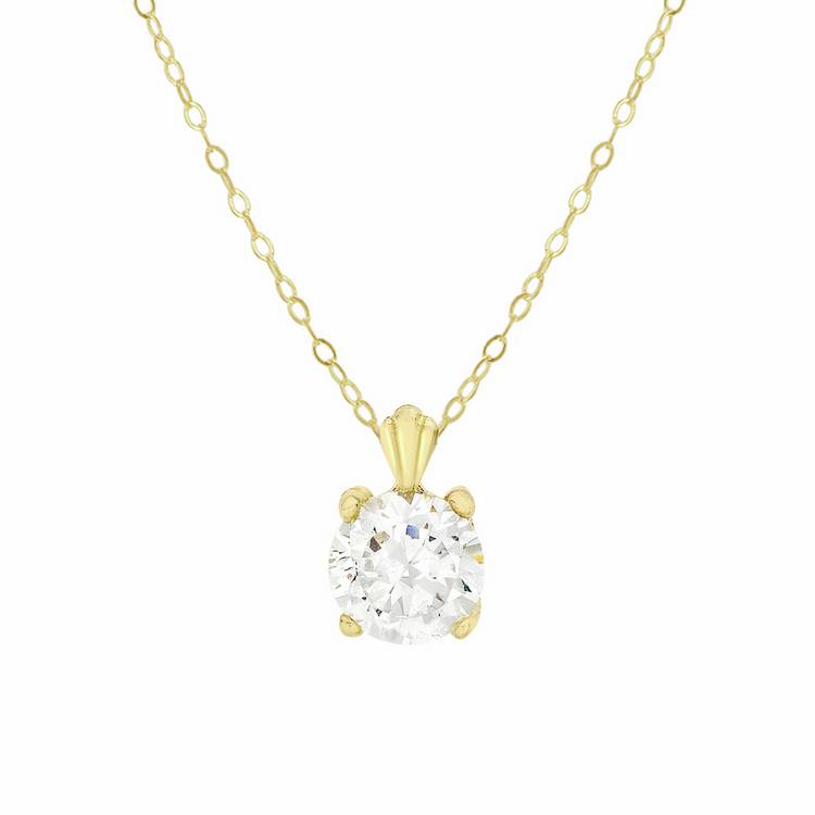 Revere 9ct yellow gold cubic zirconia pendant necklace, UK version