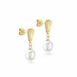 Argos Revere 9ct Yellow Gold Shell and Pearl Drop Earrings 22mm- Buy online at McGrocer