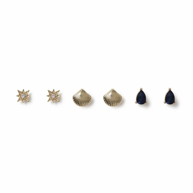 Freedom crystal starburst stud earrings set of 3 - British brand