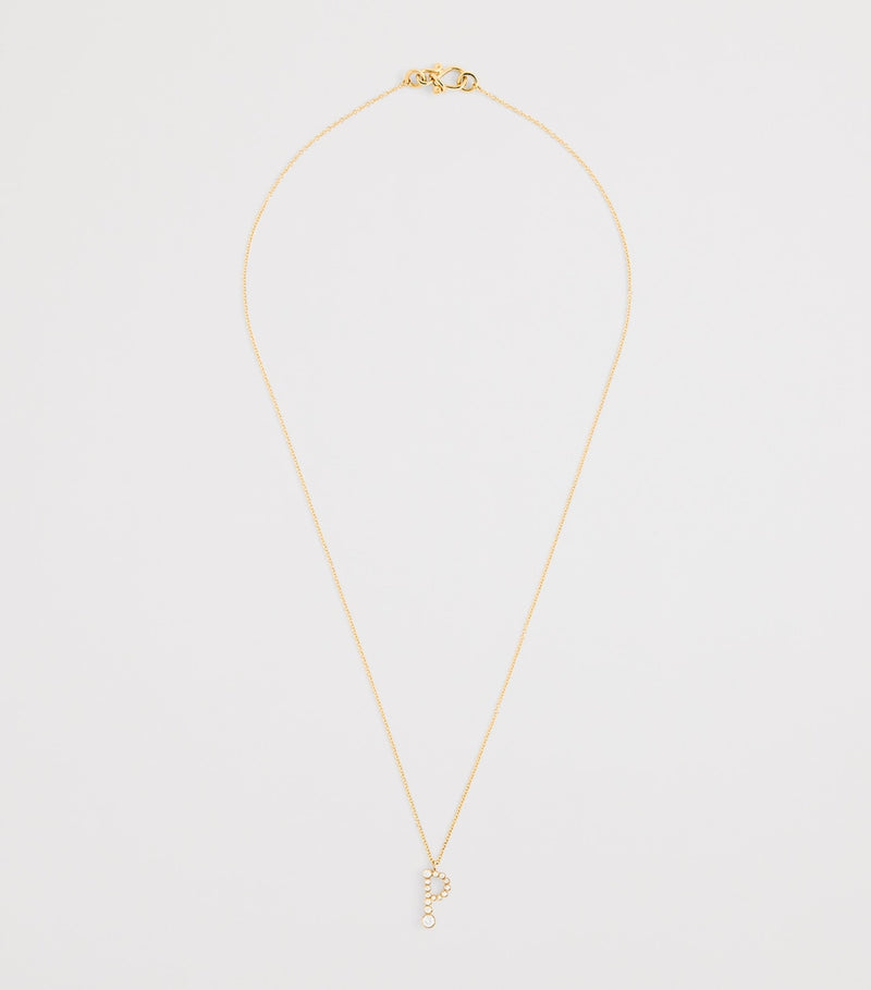 Sophie Bille Brahe diamond initial P necklace, imported from the UK