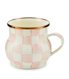 MacKenzie-Childs Rosy Check enamel mug, imported from the UK