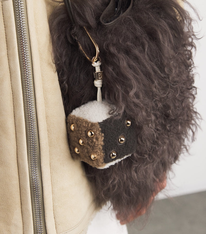 Yves Salomon shearling dice keyring - British product