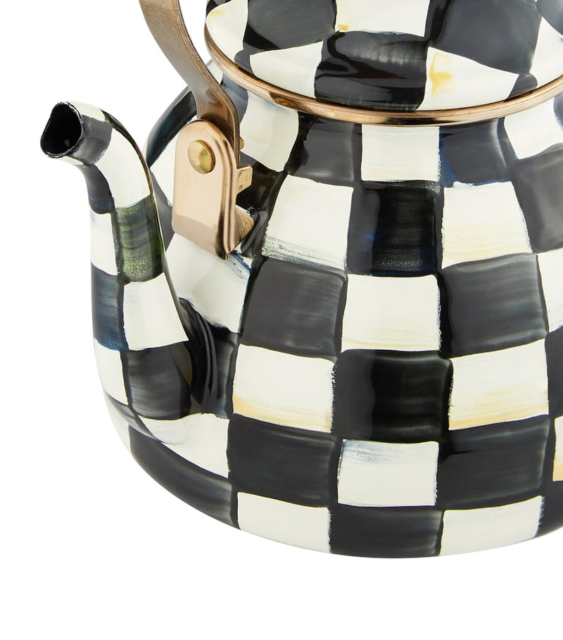 MacKenzie-Childs Courtly Check tea kettle, hand-painted design (British brand)