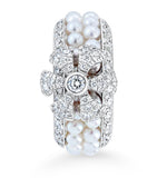 David Morris Pearl Rose ring Akoya pearls 18k white gold, imported from the UK