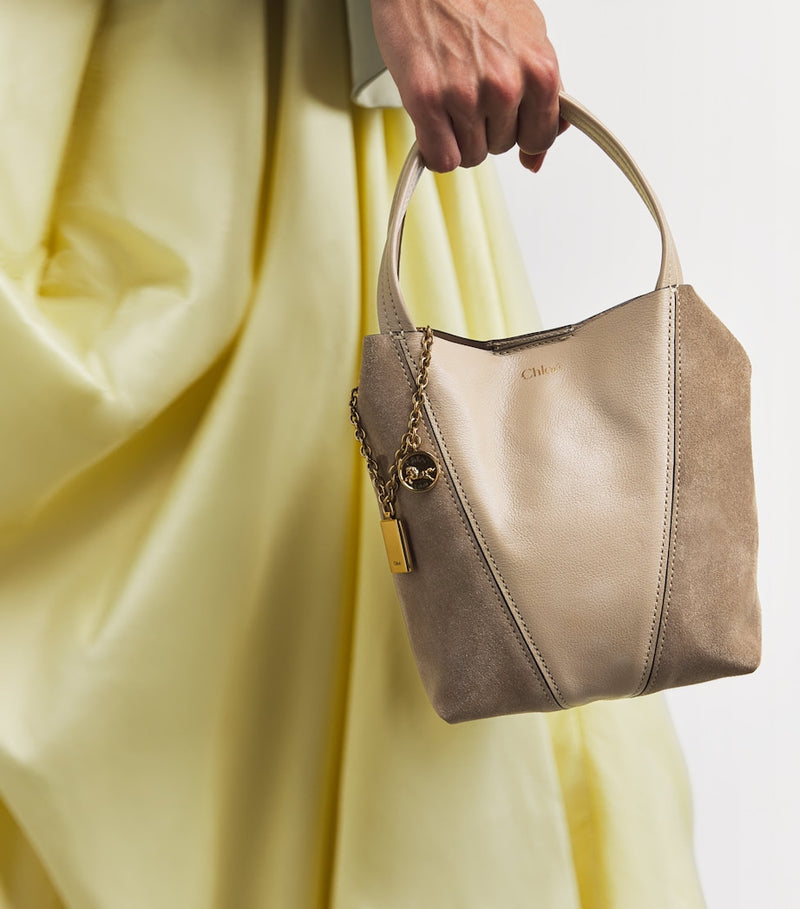 Chloé small leather-suede Spin tote bag, imported from the UK