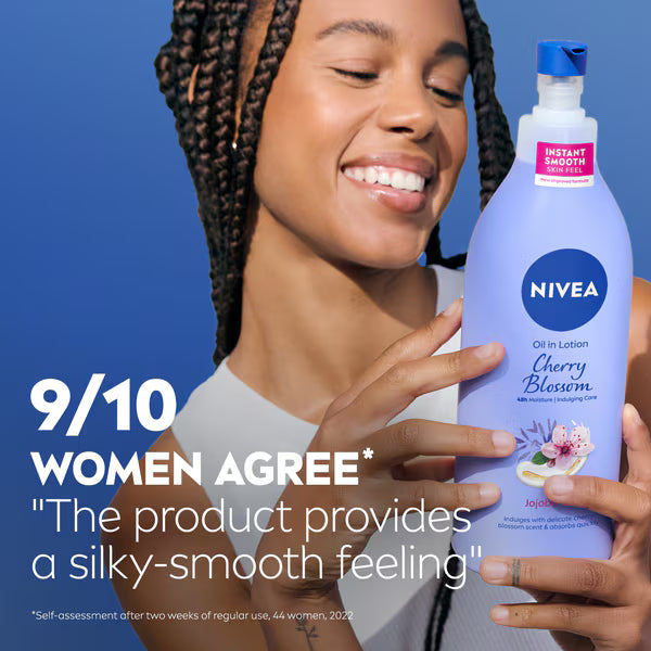 NIVEA Cherry Blossom Jojoba Oil Lotion 400ml, imported from the UK