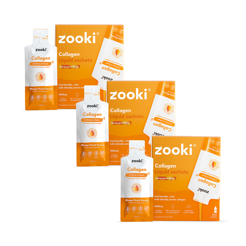 Zooki Marine Collagen Mango & Peach flavour 90 Sachets - British product