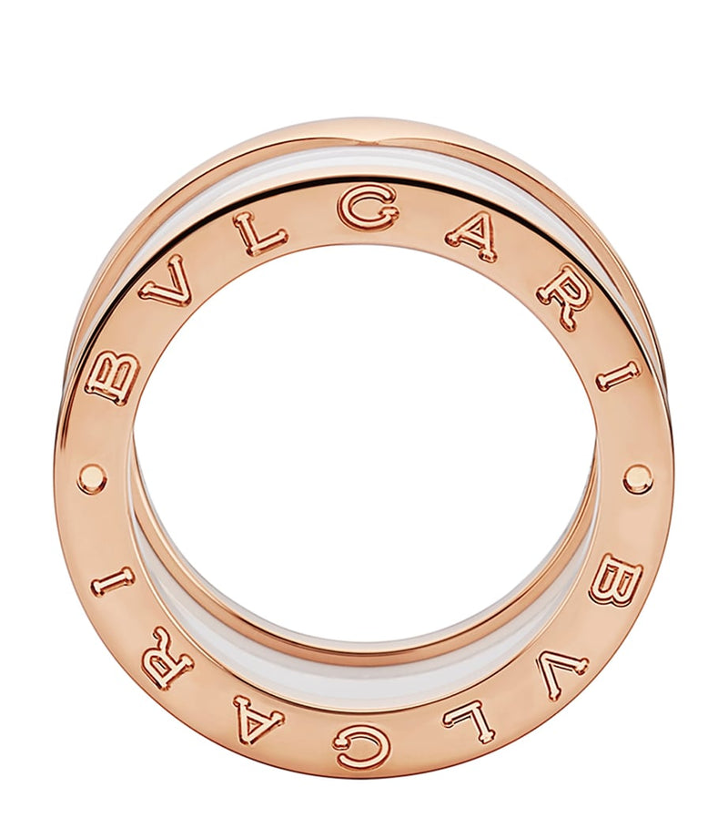 Bvlgari rose gold and ceramic B.zero1 four-band ring, imported from the UK